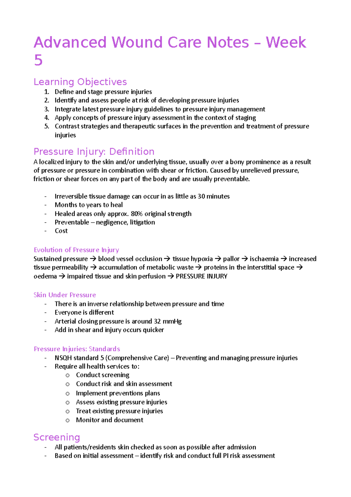 Advanced Wound Care Notes Week 5 Advanced Wound Care Notes Week 5