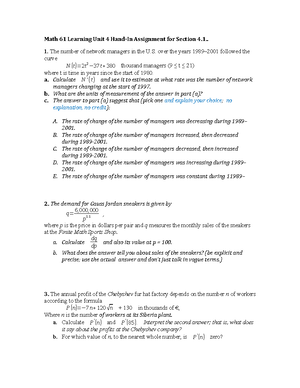 Unit 5 Handin - Homework - Math 61 DL Unit 5 Hand-in Assignment Show ...