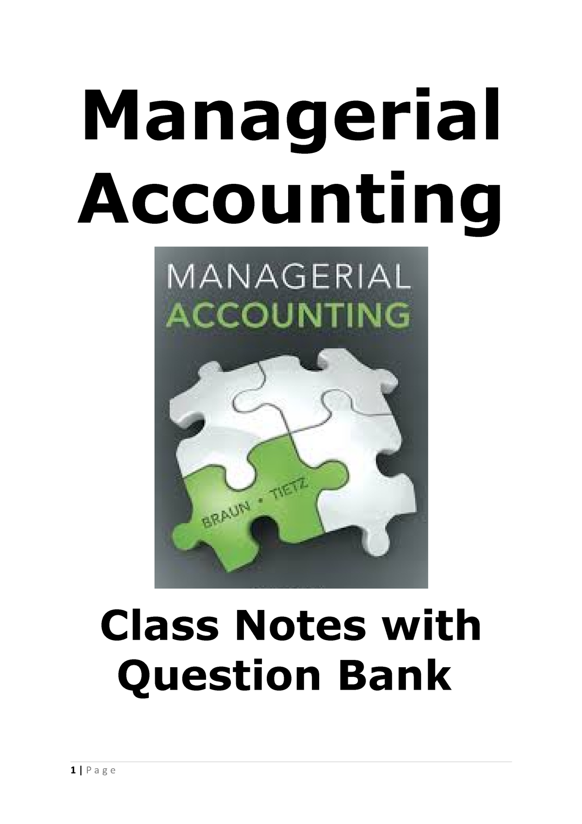 Managerial Accounting Workbook - Managerial Accounting Class Notes With ...