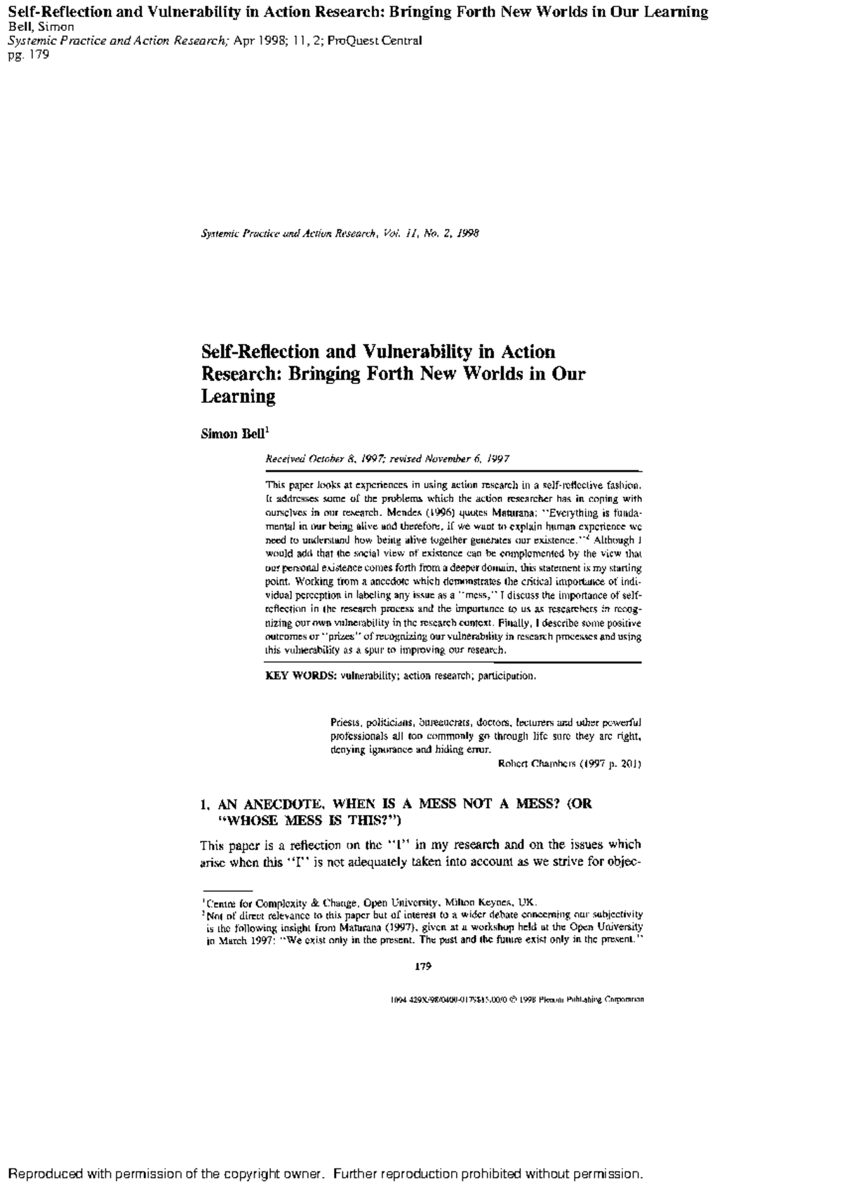 Self-Reflection and Vulnerabil - MUSC1981 - 179 - Studocu