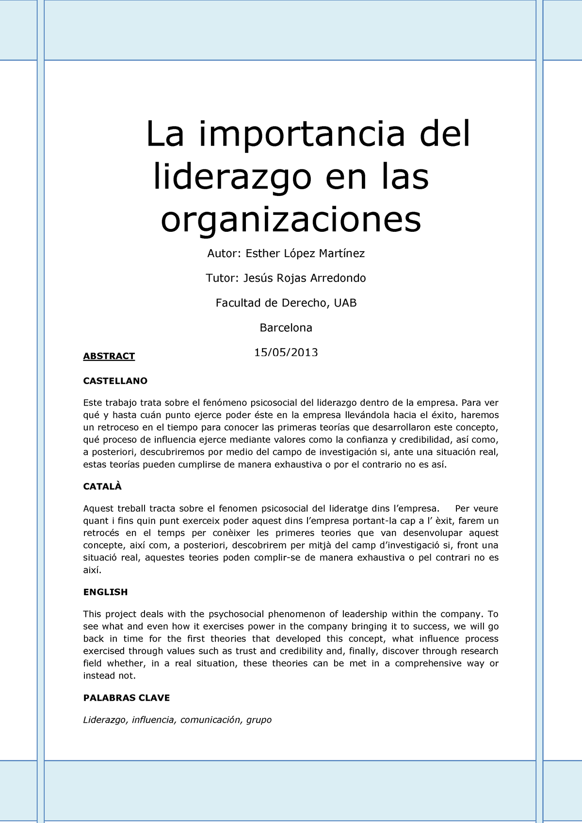 Importancia Del Liderazgo En Las Org Pag La Importancia Del