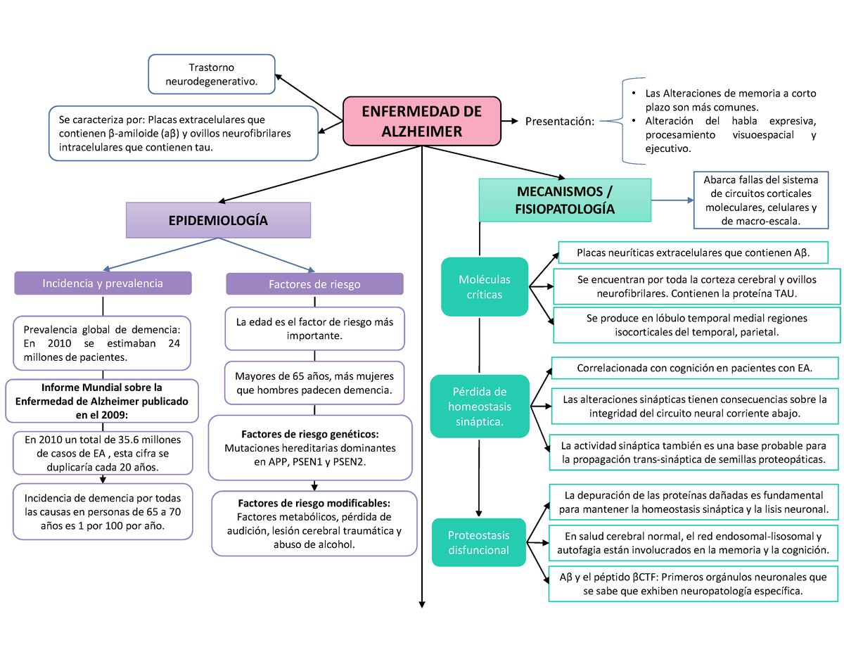 Tarea Subgrupo 5 - Mapa conceptual del alzeheimer, concepto, que hacer en  estos pacientes - Studocu