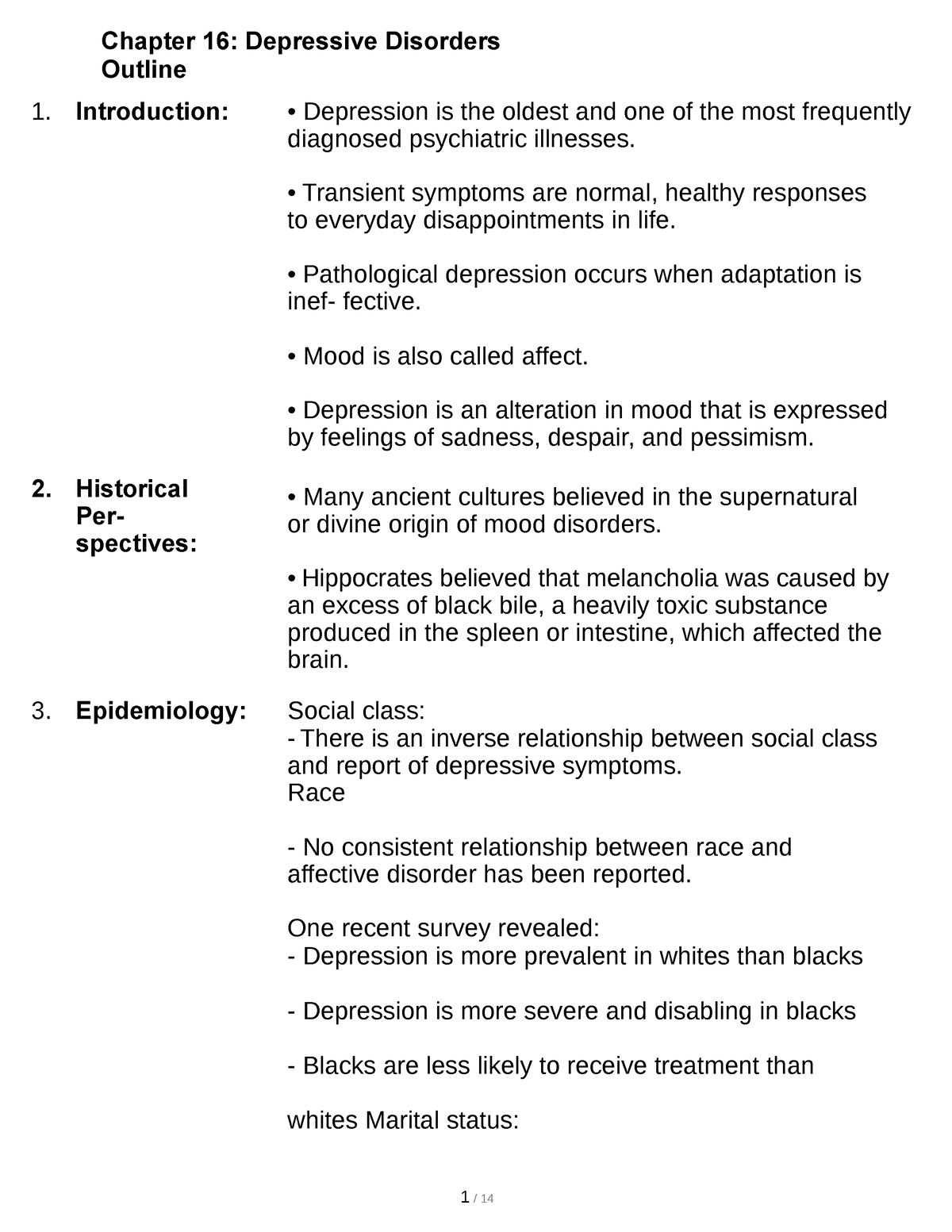 depressive symptoms thesis