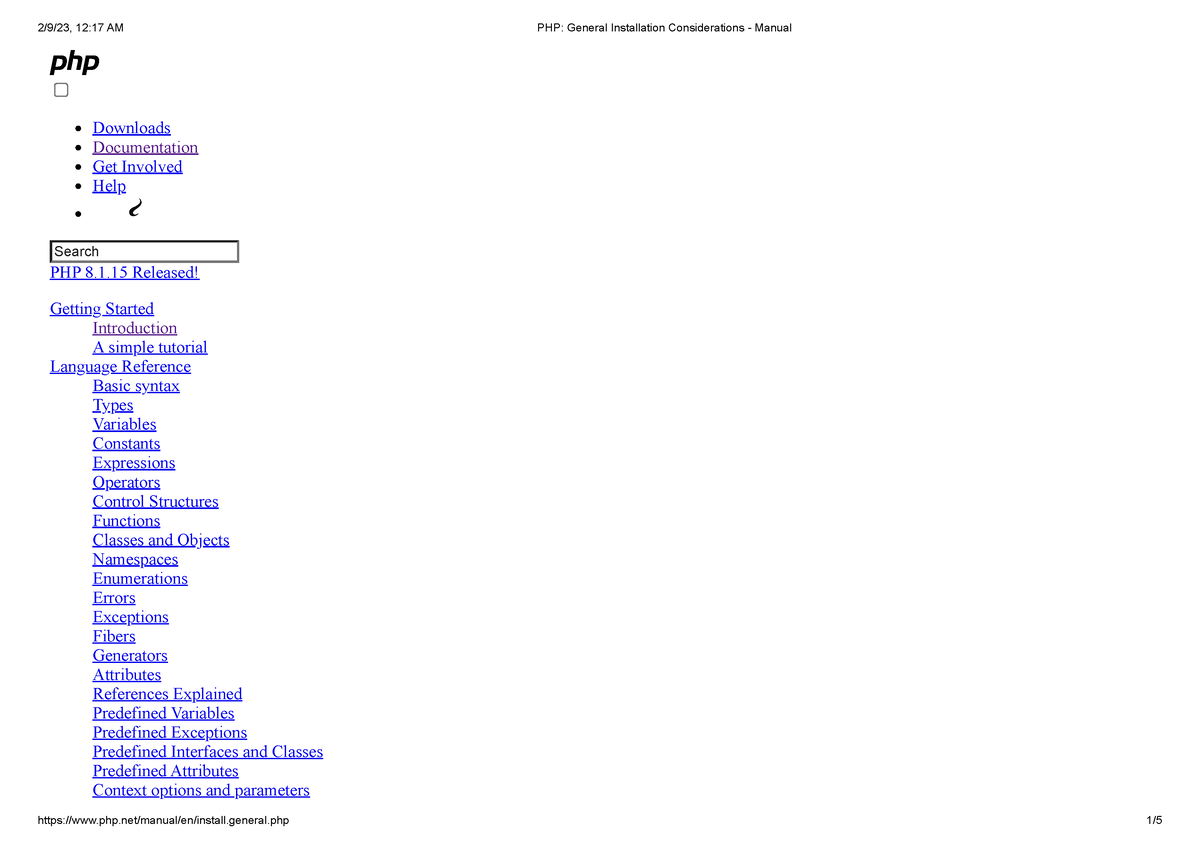 PHP General Installation Considerations - Manual - Downloads ...