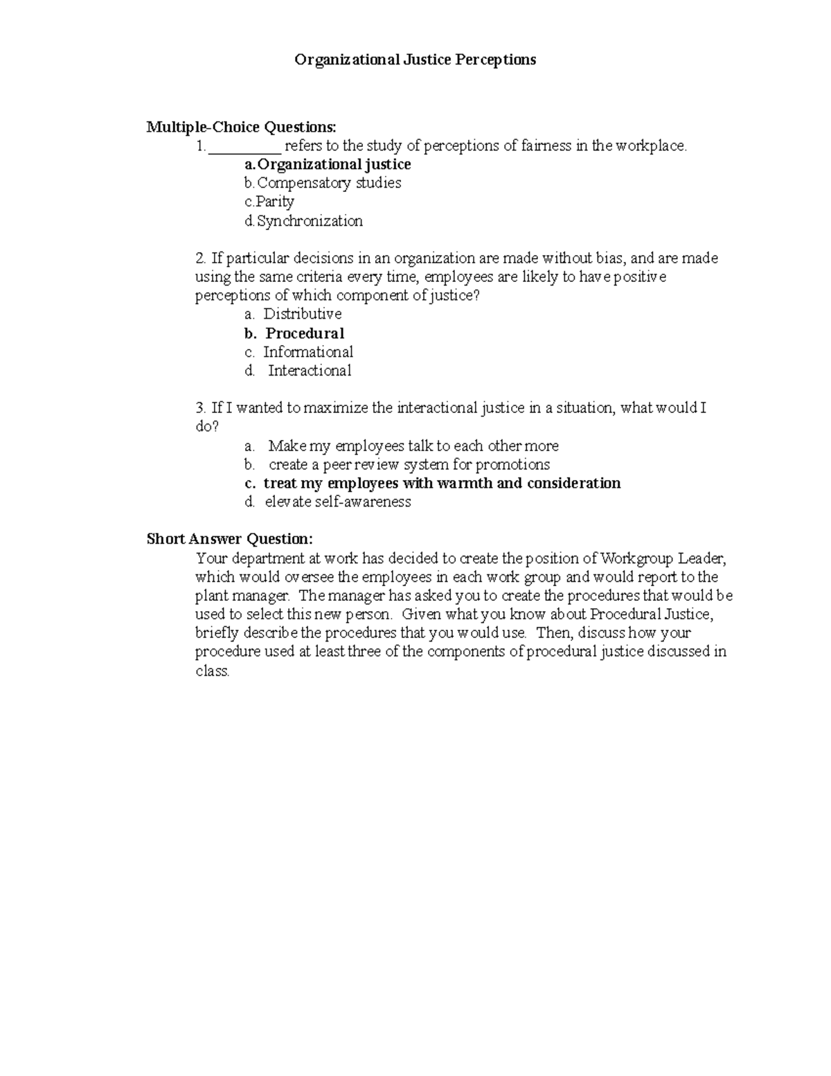 I-O-Psych Organizational-Justice-Perceptions Quiz - Organizational ...