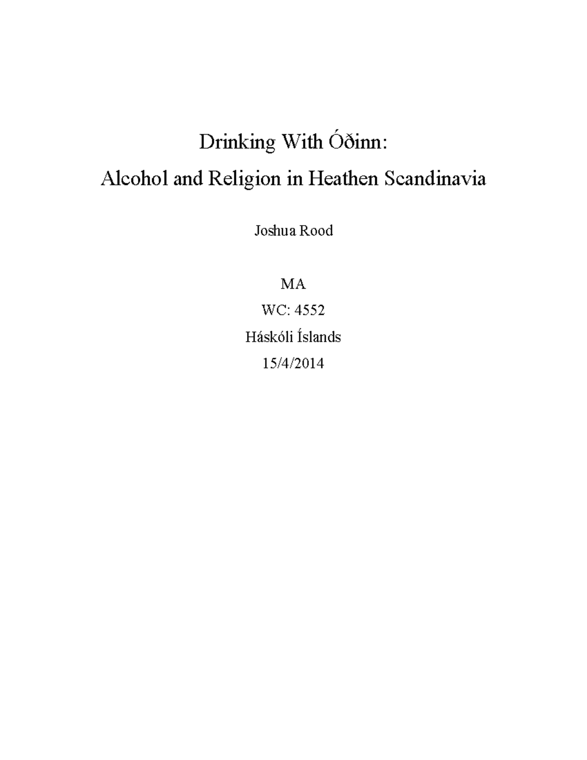 Drinking With Odinn Alcohol And Religion - Drinking With Óðinn: Alcohol ...