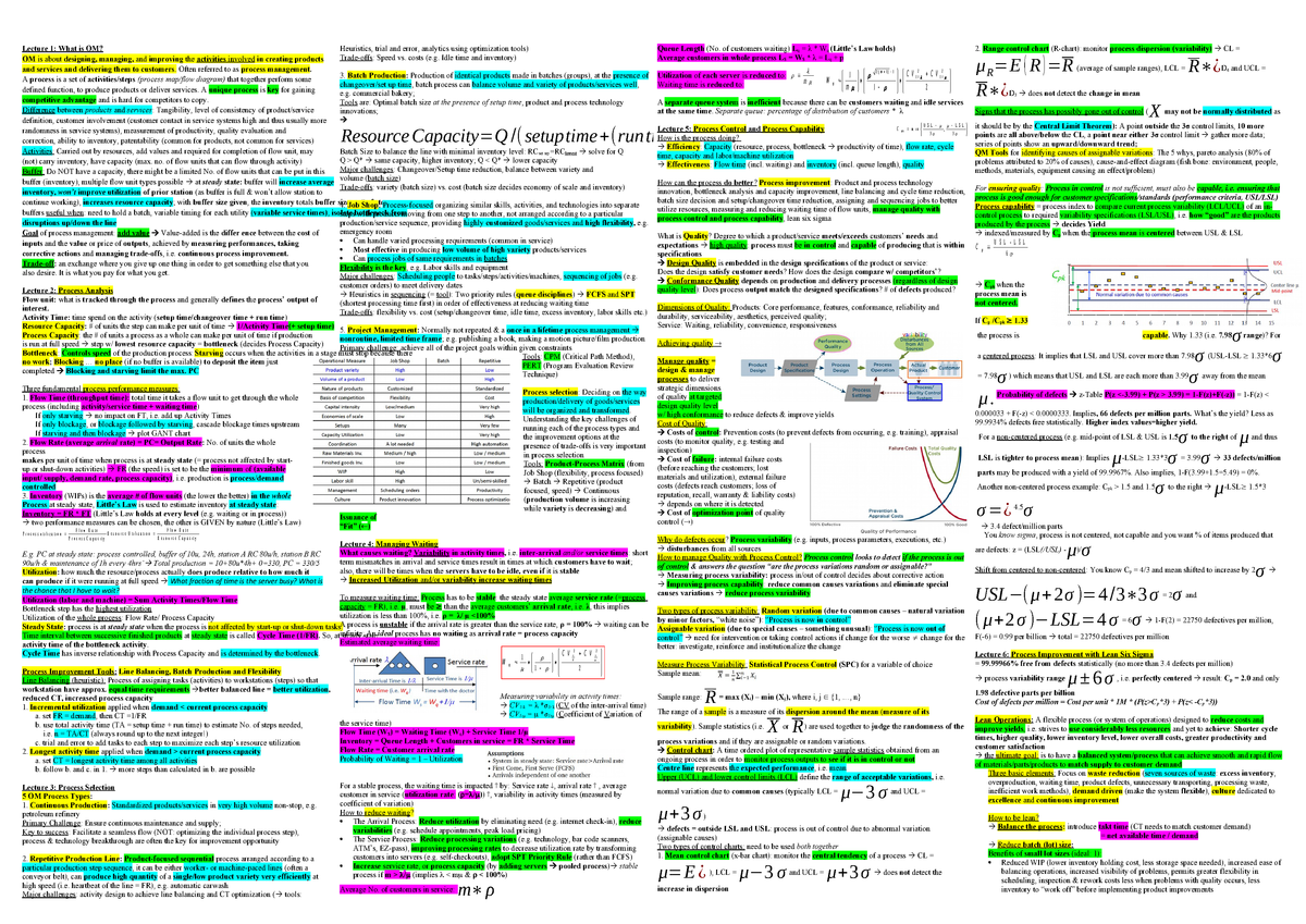 Cheatsheet Dao2703 Summary Operations And Technology Management Studocu