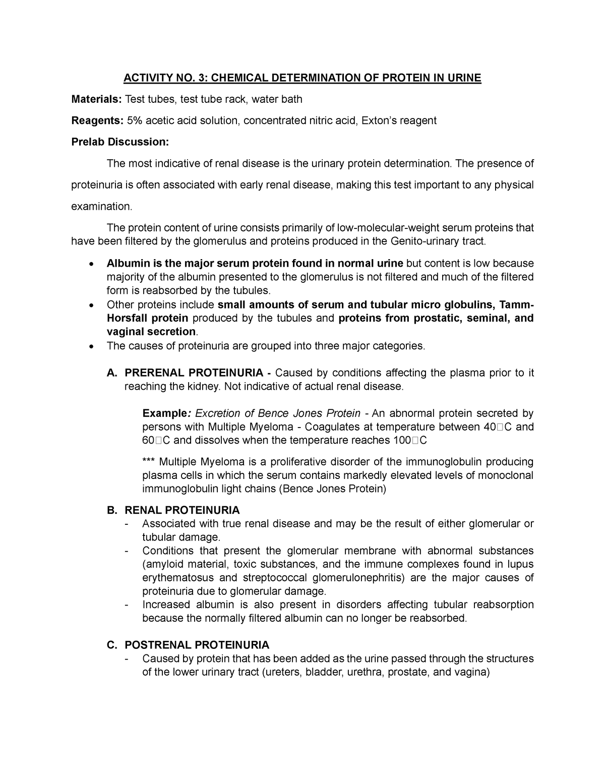 AUBF LABORATORY ACTIVITY NO. 3 CHEMICAL DETERMINATION OF PROTEIN IN