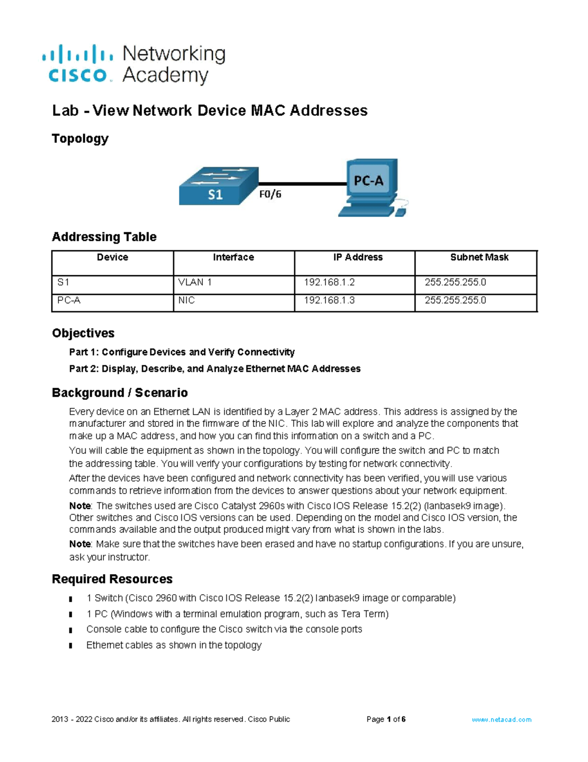 7 - slkfjdlsjf - Topology Addressing Table Device Interface IP Address ...