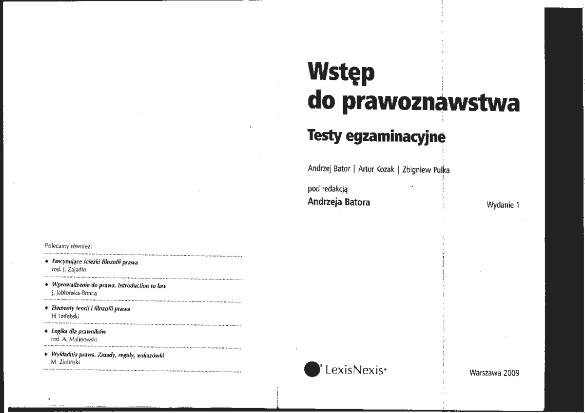 Andrzej Bator Wprowadzenie Do Nauk Prawnych - Bator A Kozak A Pulka Z Wst Äp do prawoznawstwa - Teoria i Filozofia