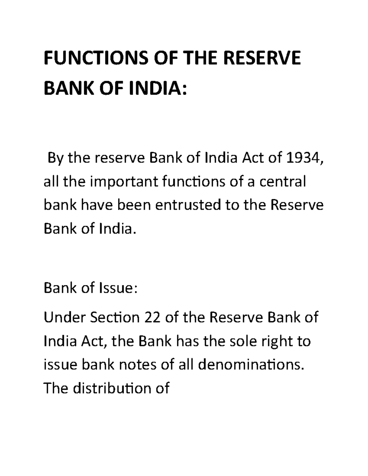 case study on functions of rbi