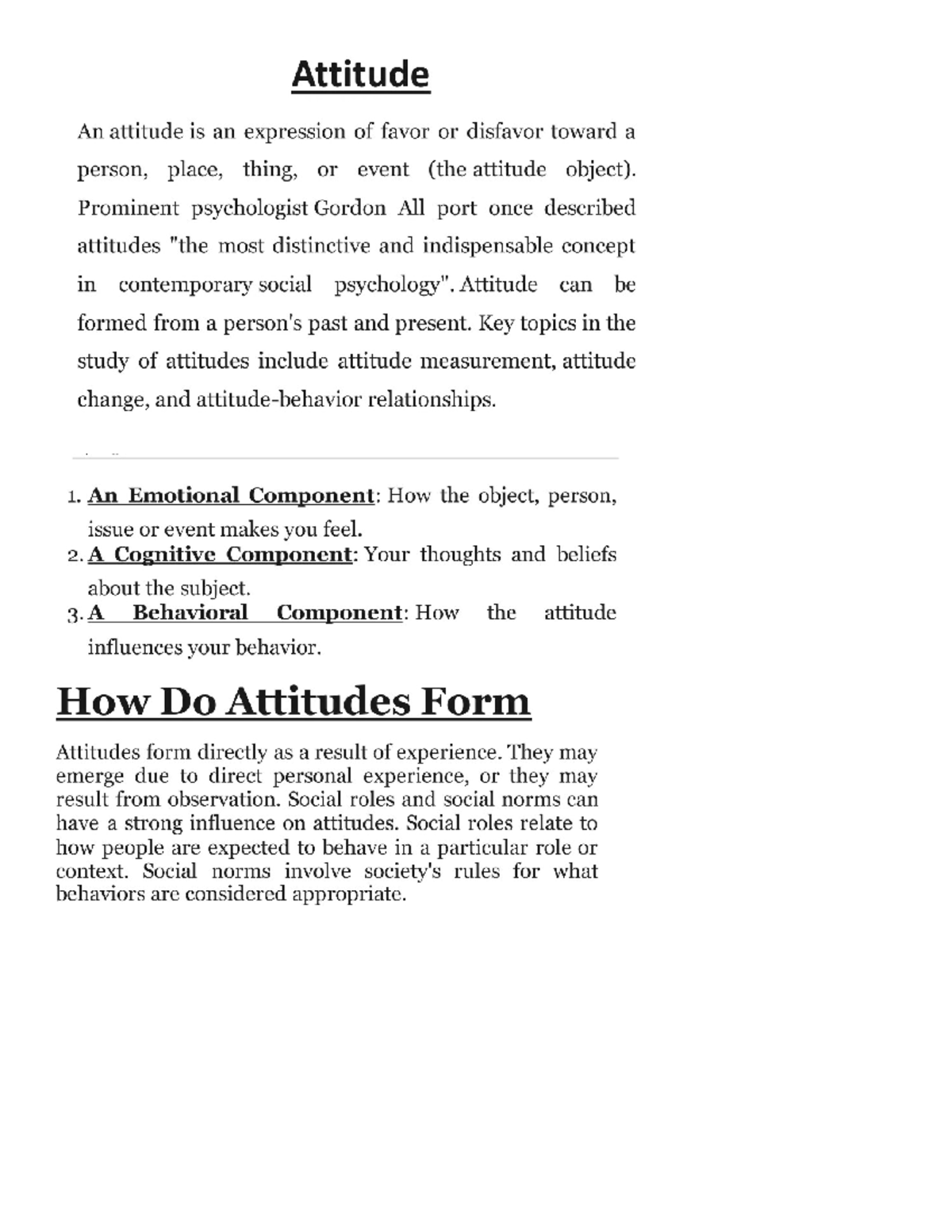Attitudes notes - Attitude An attitude is an expression of favor or ...