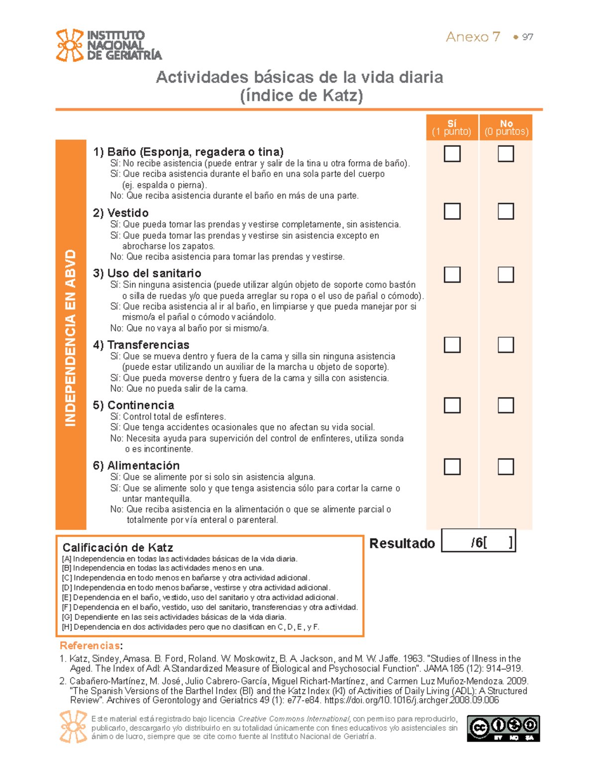 índice de Katz test psicológico Anexo 7 97 Actividades básicas de la vida diaria (índice de