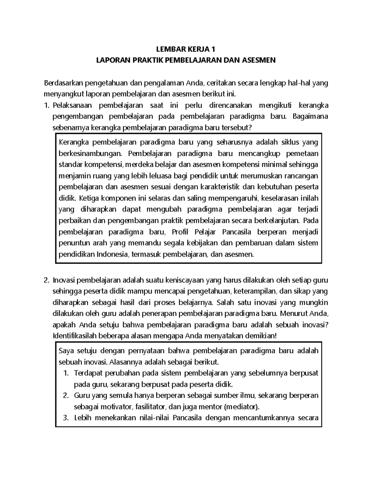 Topik Lk Laporan Praktik Pembelajaran Dan Asesmen Yang Efektif