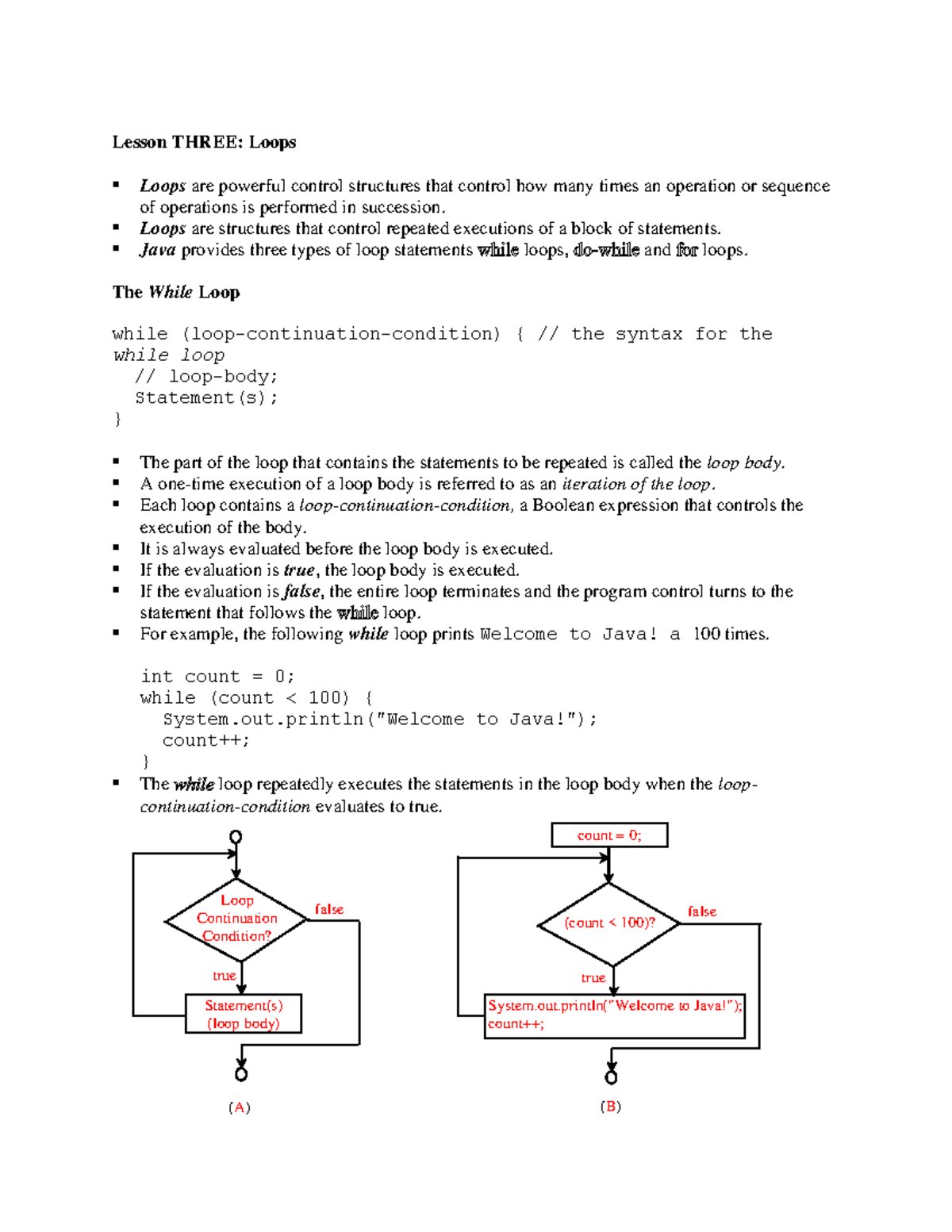 Lesson FOUR JAVA DIT3104 - Lesson THREE: Loops Loops are powerful ...