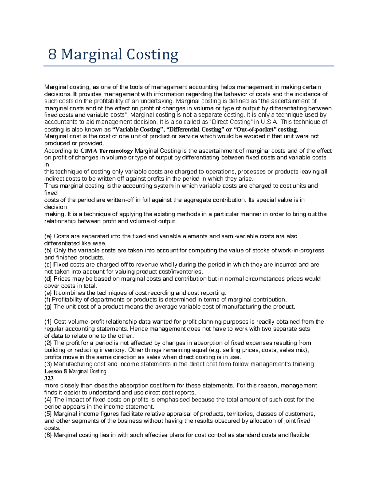 8 Marginal Costing - Hey friends! This thread contains quality notes ...