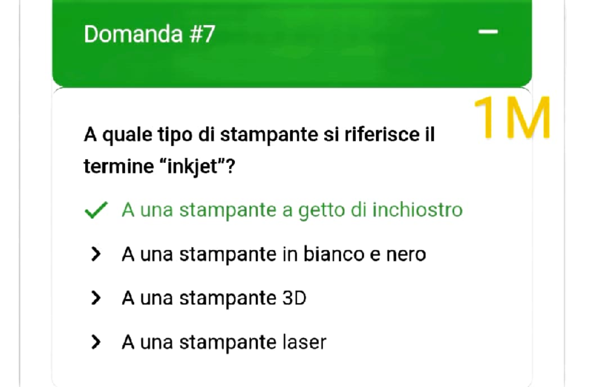Eipass 7 moduli User risposte 1 Modulo - A quale tipo di stampante si
