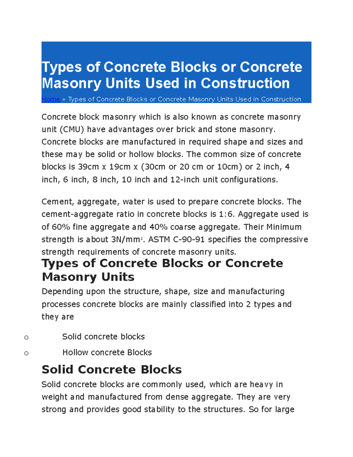 Types of Concrete masonry 9 Types of Concrete Blocks or Concrete