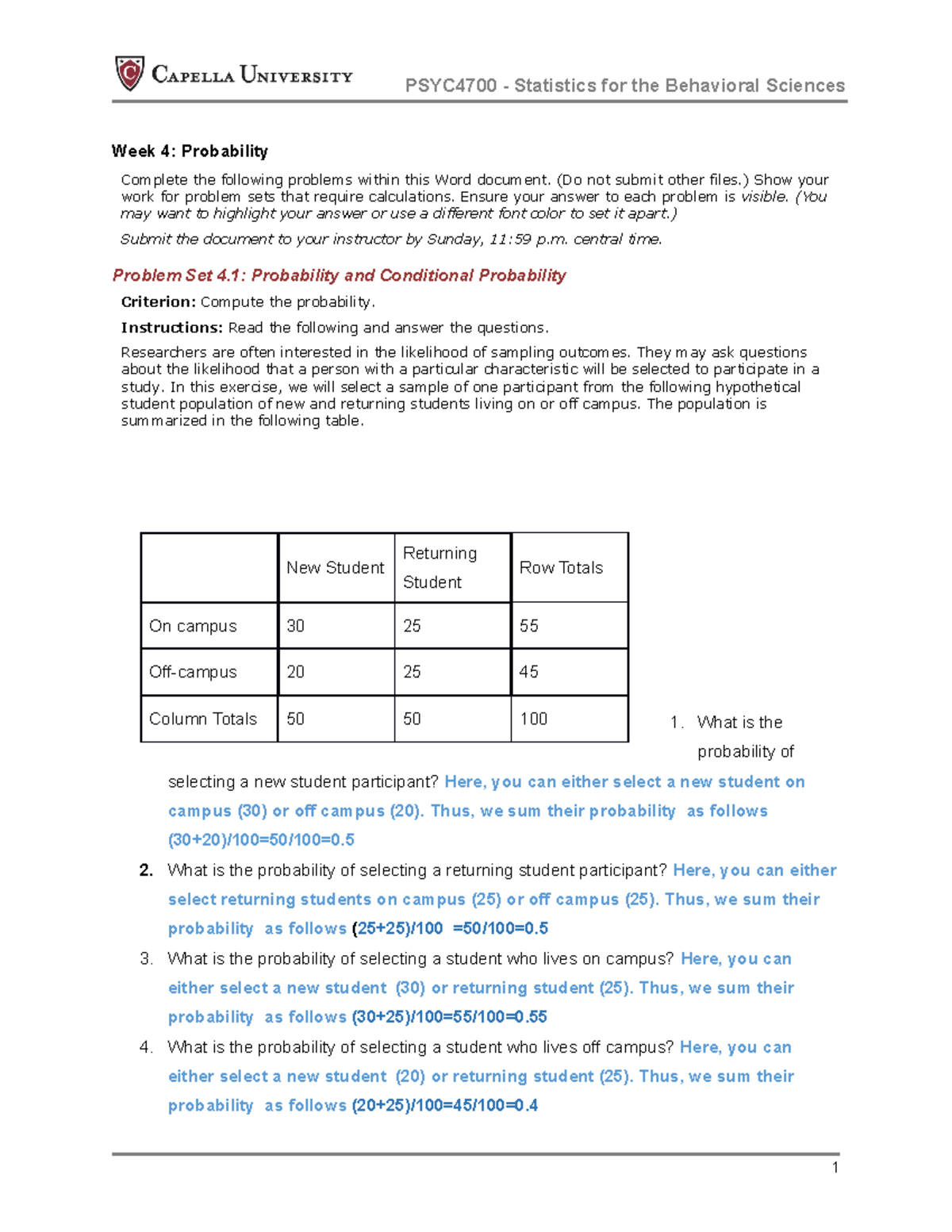 Week 4 assignment (Autosaved) - Week 4: Probability Complete the ...