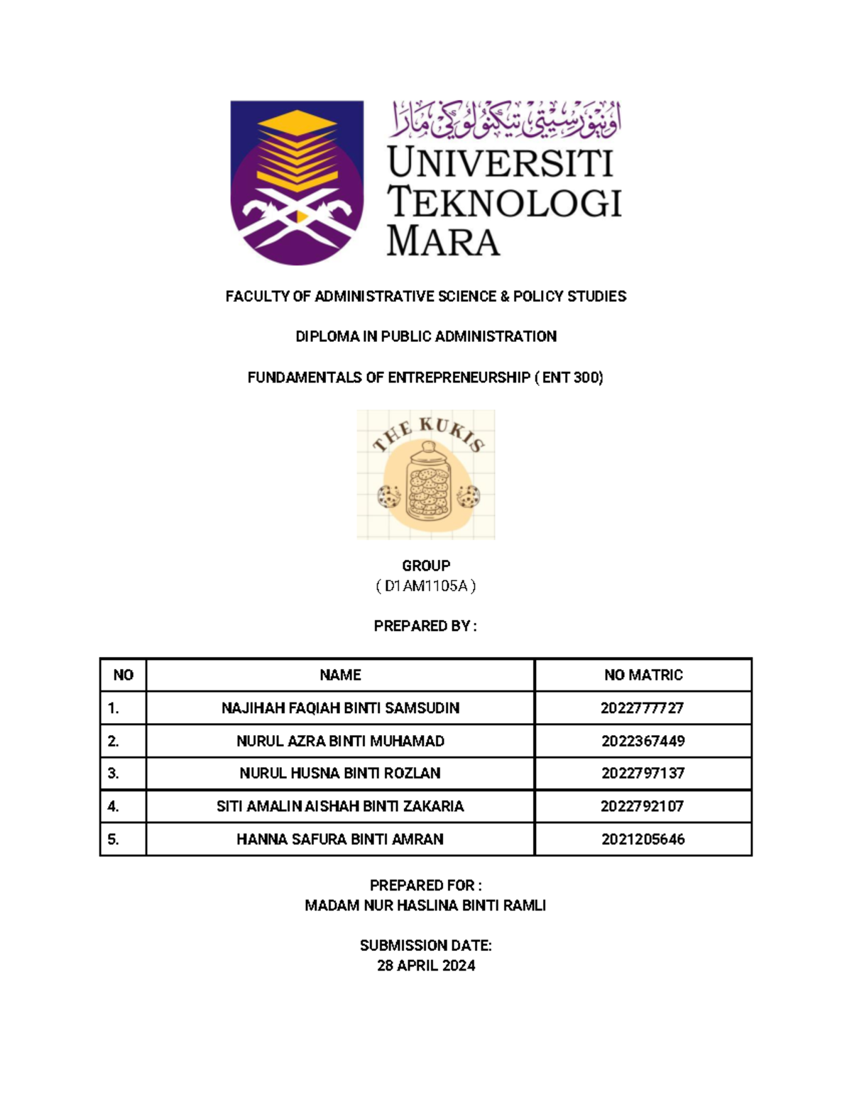 Group Assignment ENT 300 ( Brownies Cookies ) - FACULTY OF ...
