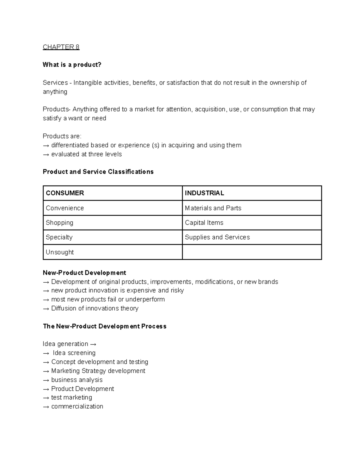 Chapter 8 - Developing AND Managing Products AND Services - CHAPTER 8 ...