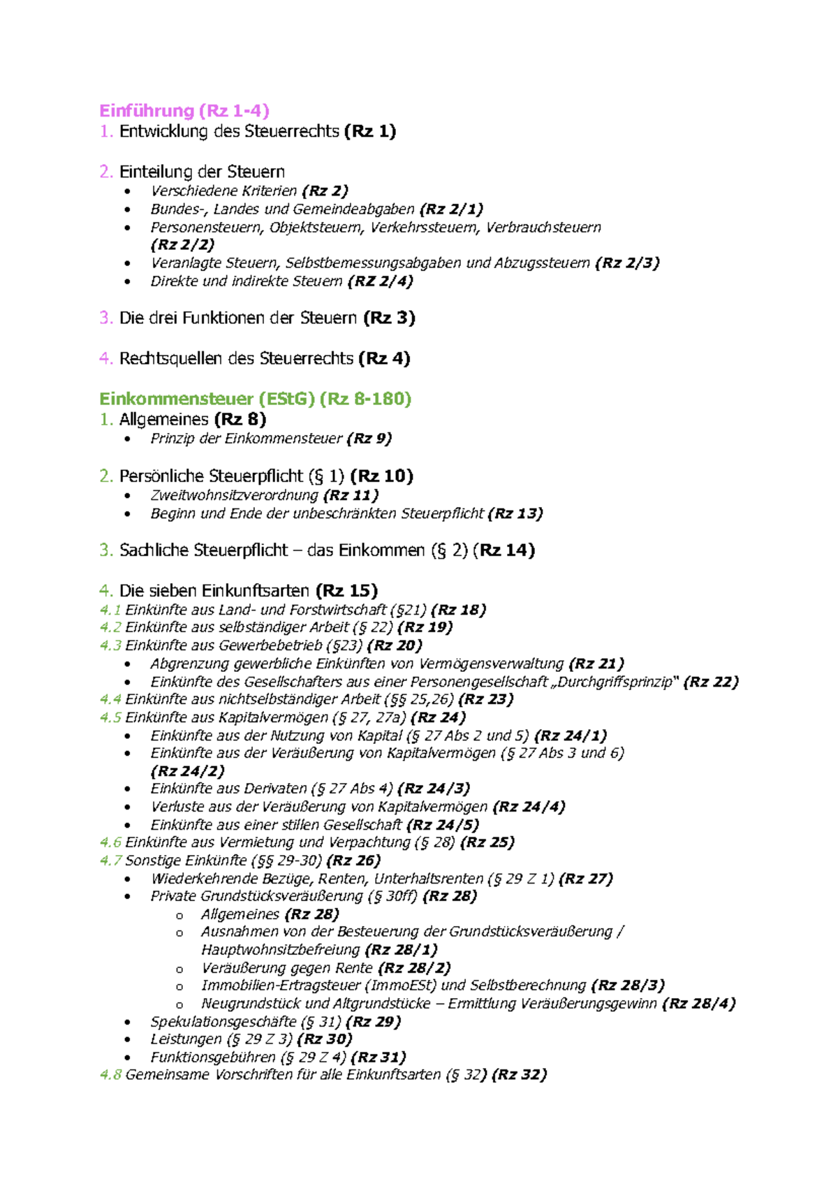 Doralt - Steuerrecht Inhaltsübersicht - Einführung (Rz 1-4) 1 ...