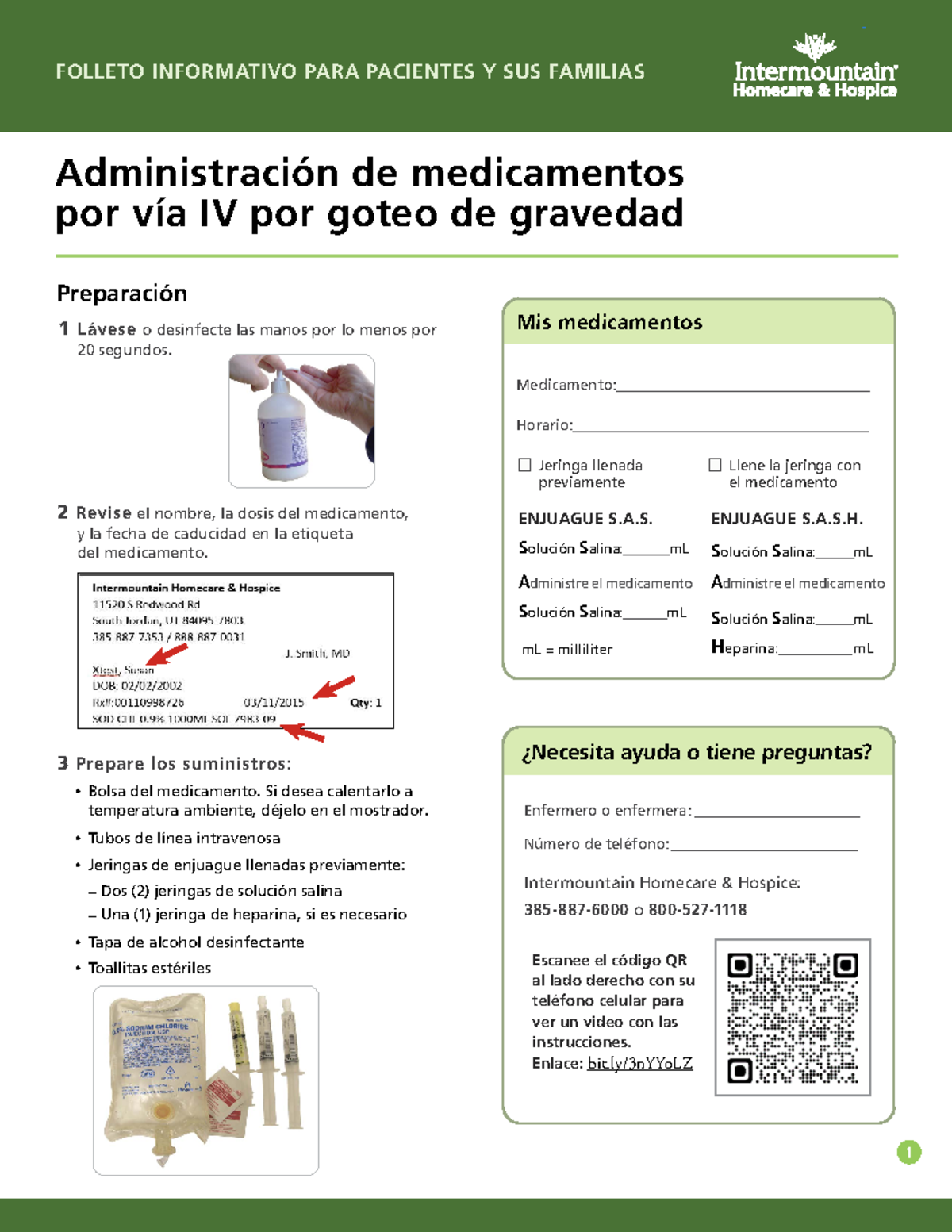 Giving Medication In A Gravity IV Fact Sheet Spanish (Homecare Series ...