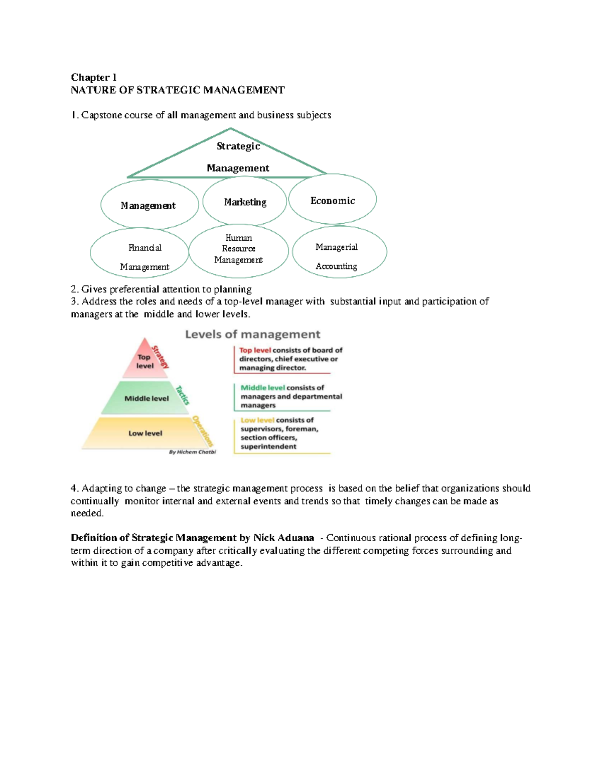 Strat - Chapter 1 NATURE OF STRATEGIC MANAGEMENT Capstone course of all ...