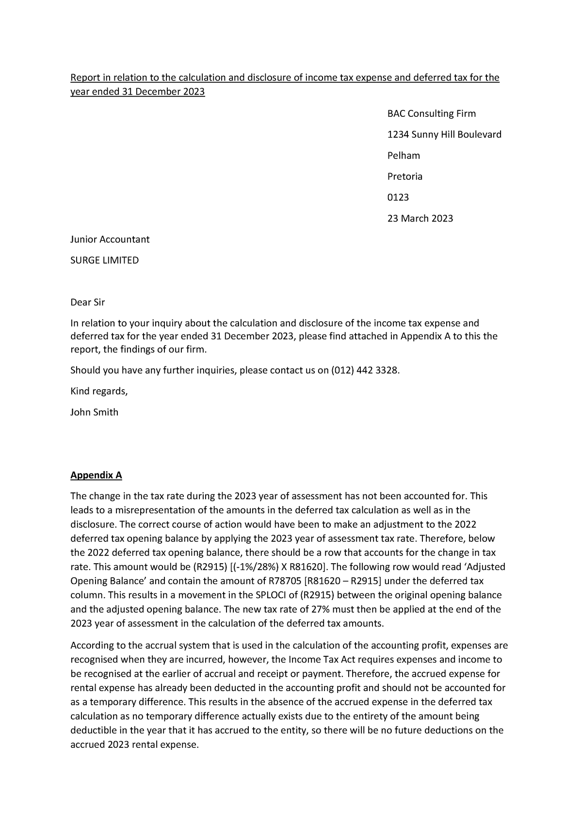 Train your brain Group 7 - Report in relation to the calculation and ...