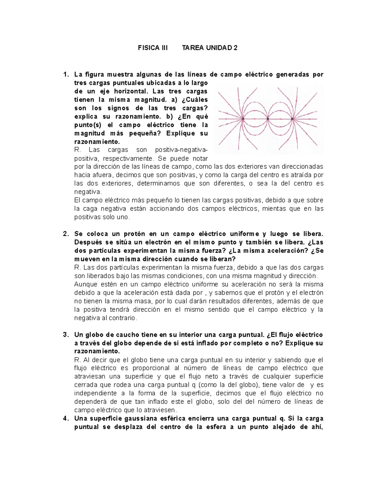 Tarea 2 Física Electromagnetismo Fisica Iii Tarea Unidad 2 La