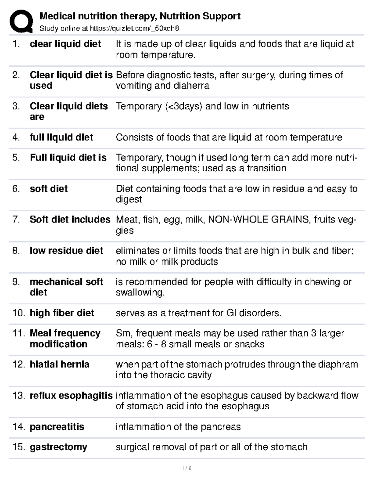 Medical nutrition therapy, Nutrition Support Study online at quizlet/_50xdh clear liquid diet