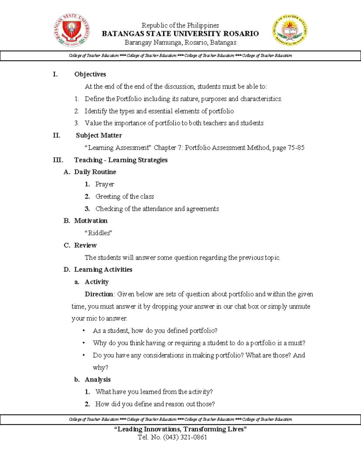 560573118 semi detailed lesson plan for portfolio - College of Teacher ...