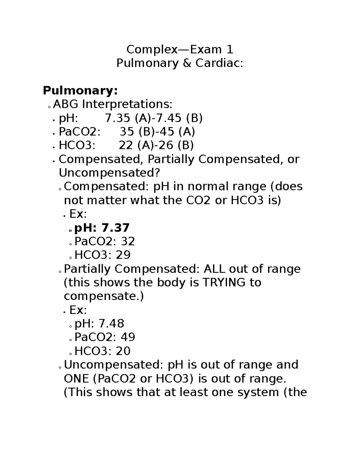 Complex-Exam 1 SG - study guide - Complex—Exam 1 Pulmonary & Cardiac ...