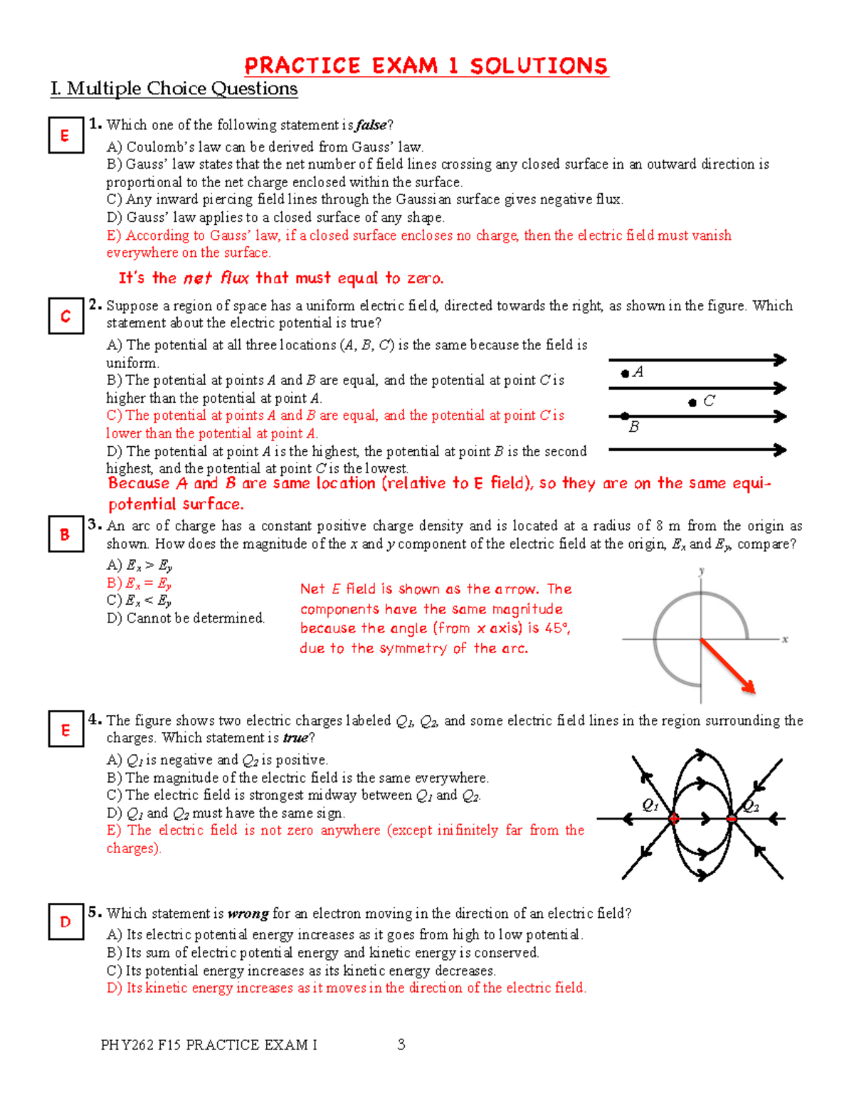 262 - I. Multiple Choice Questions 1. Which one of the following ...