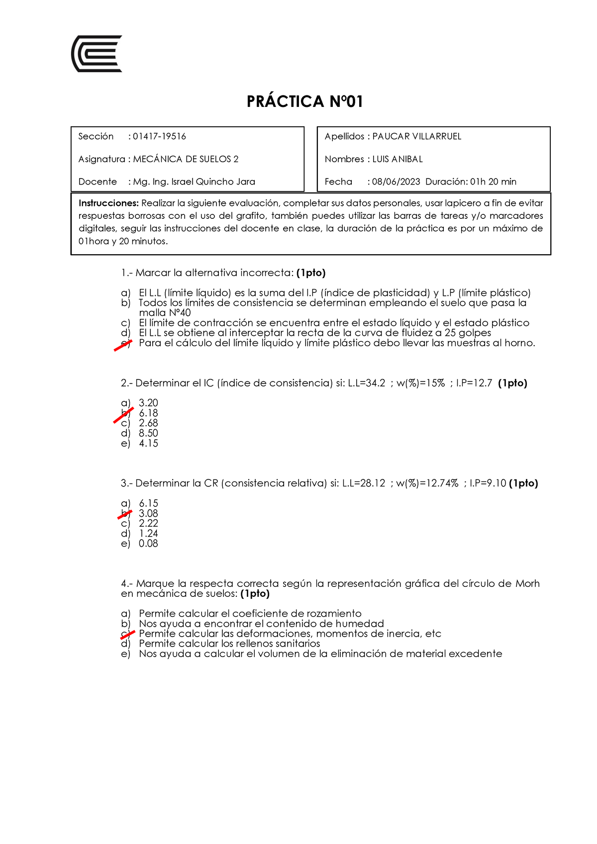 Pr Ctica N Practica Calificada Prctica N Marcar La