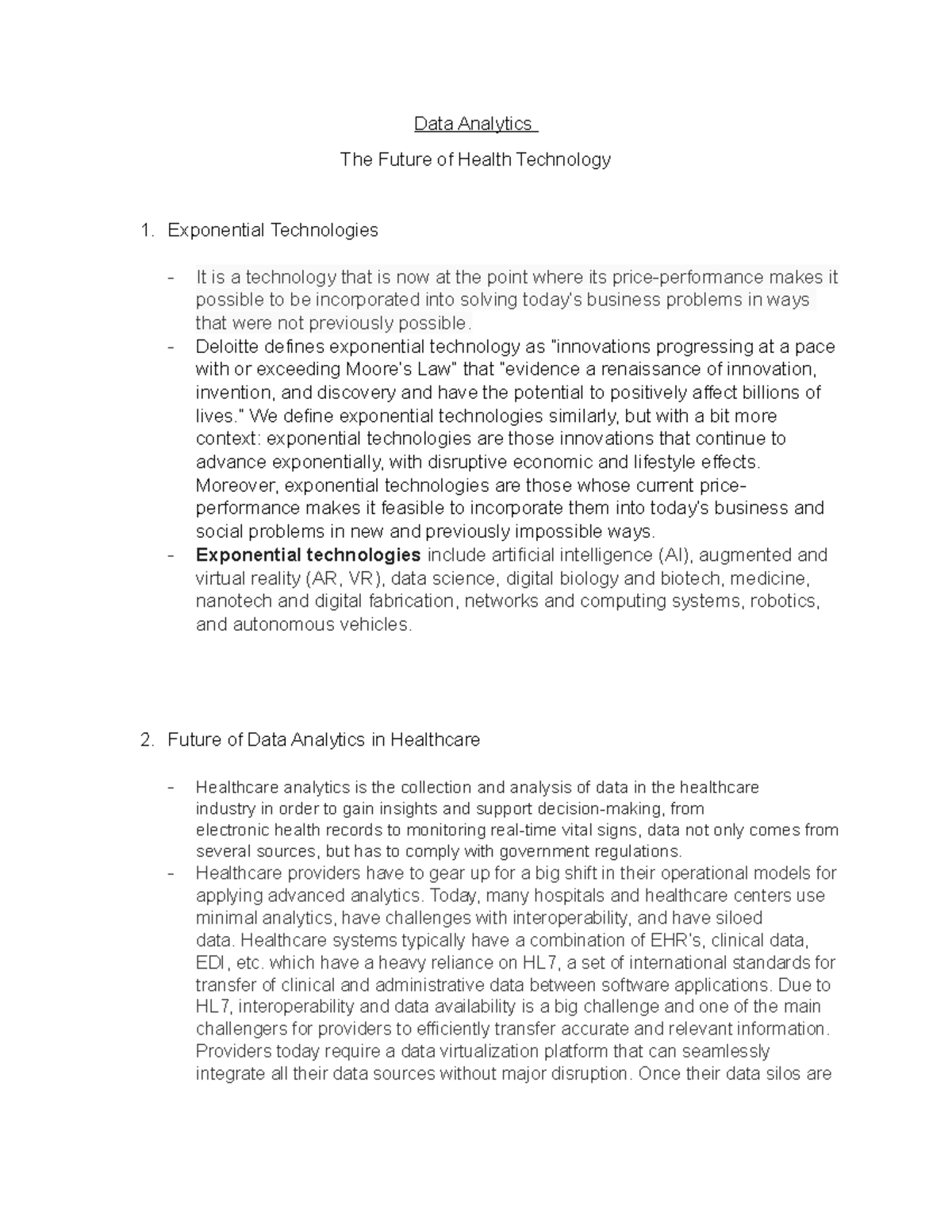 essay about data analytics