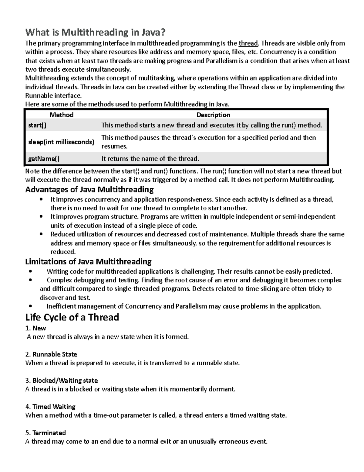 UNIT -4 - these are notes by teacher. - What is Multithreading in Java ...