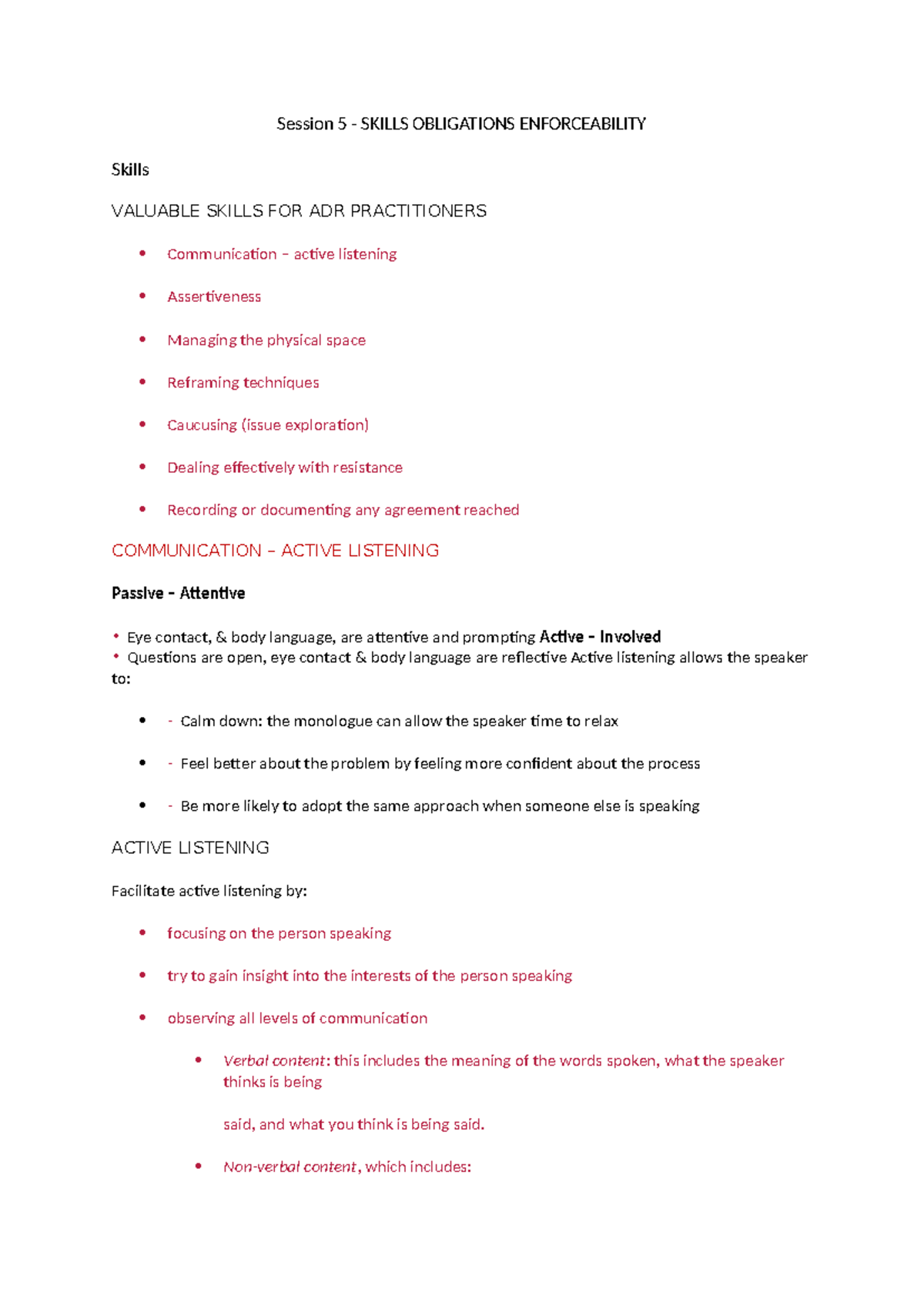 Session 5 - lecture notes - Session 5 - SKILLS OBLIGATIONS ...