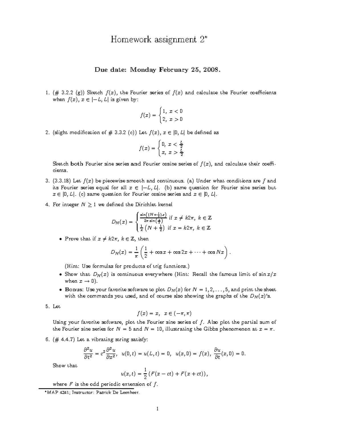 Hw2 Map 4341 5345 Elements Of Partial Differential Equations 08 Studocu