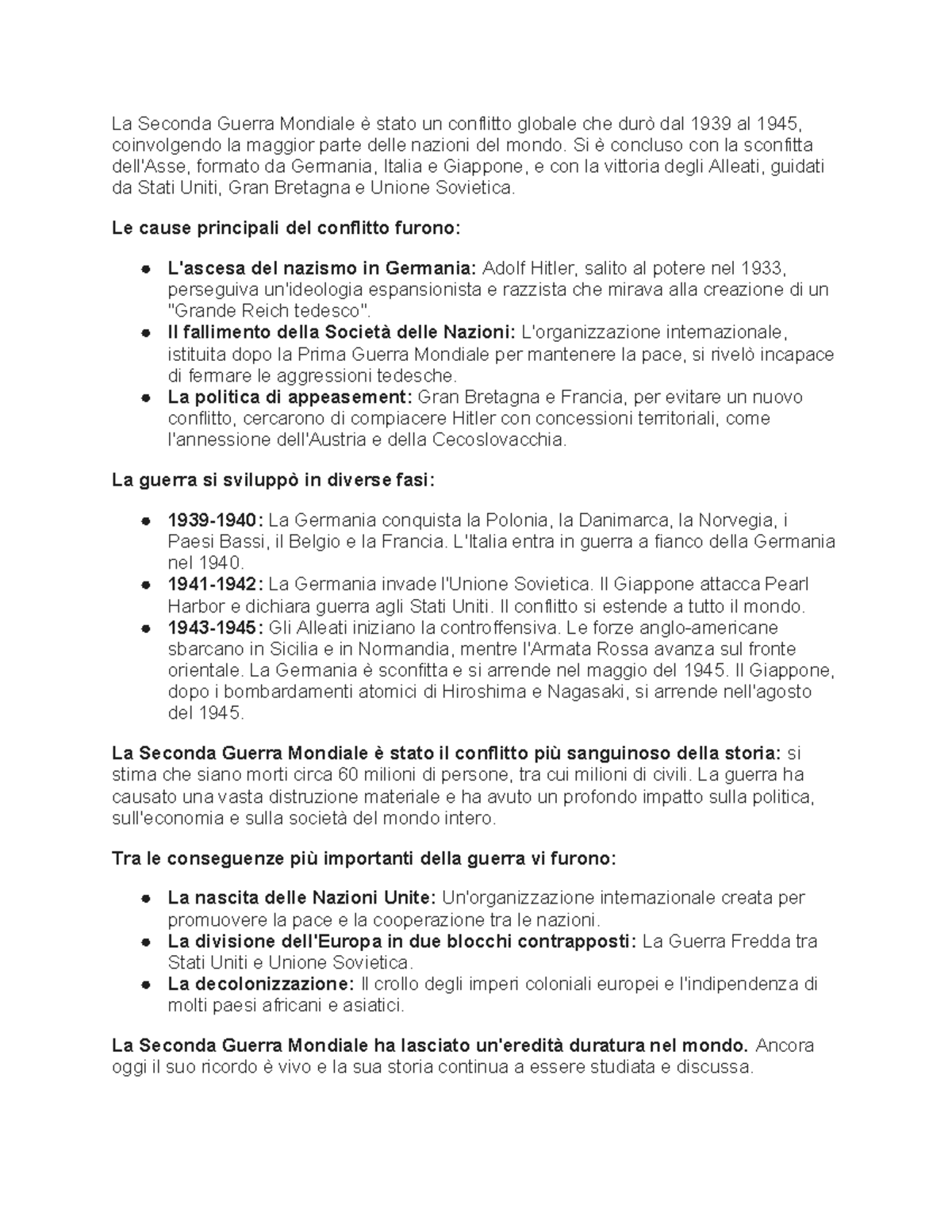 in che anno è iniziata la seconda guerra mondiale
