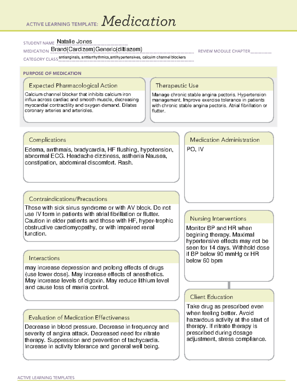 Diltiazem Med Temp#8 - Medication Temp - ACTIVE LEARNING TEMPLATES ...