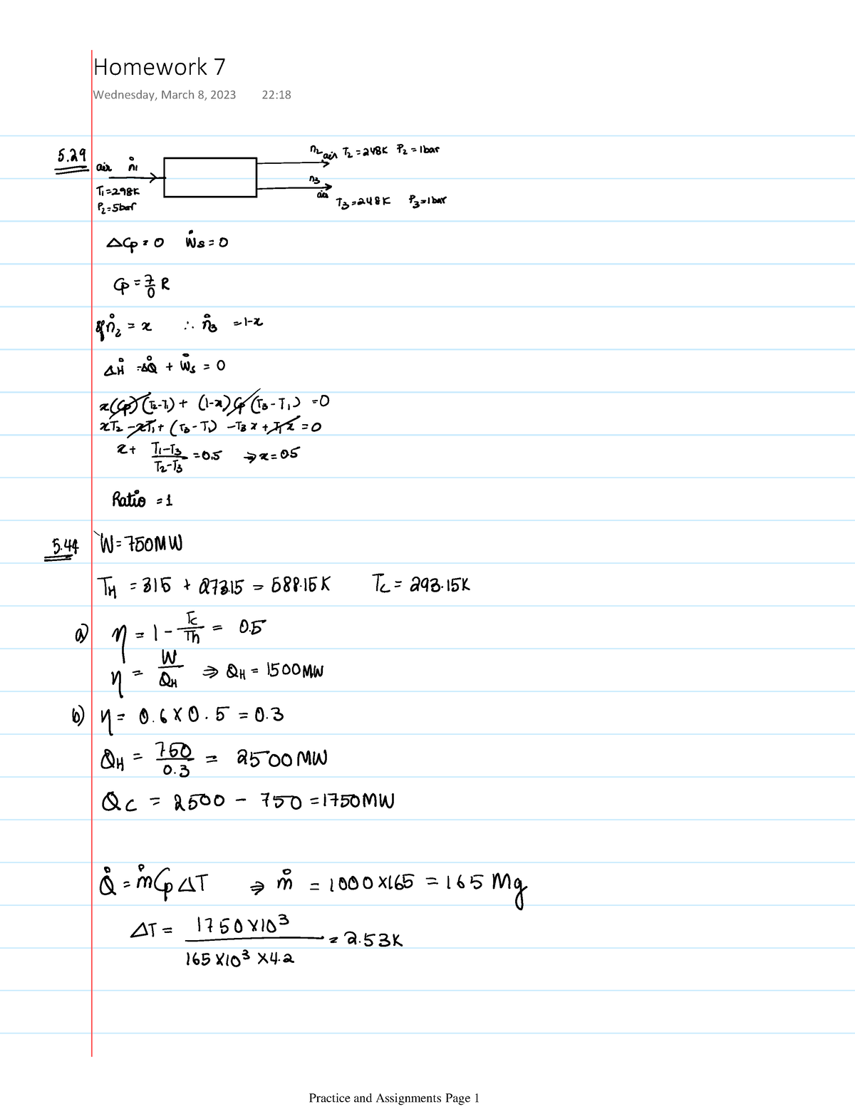 thermodynamics assessed homework