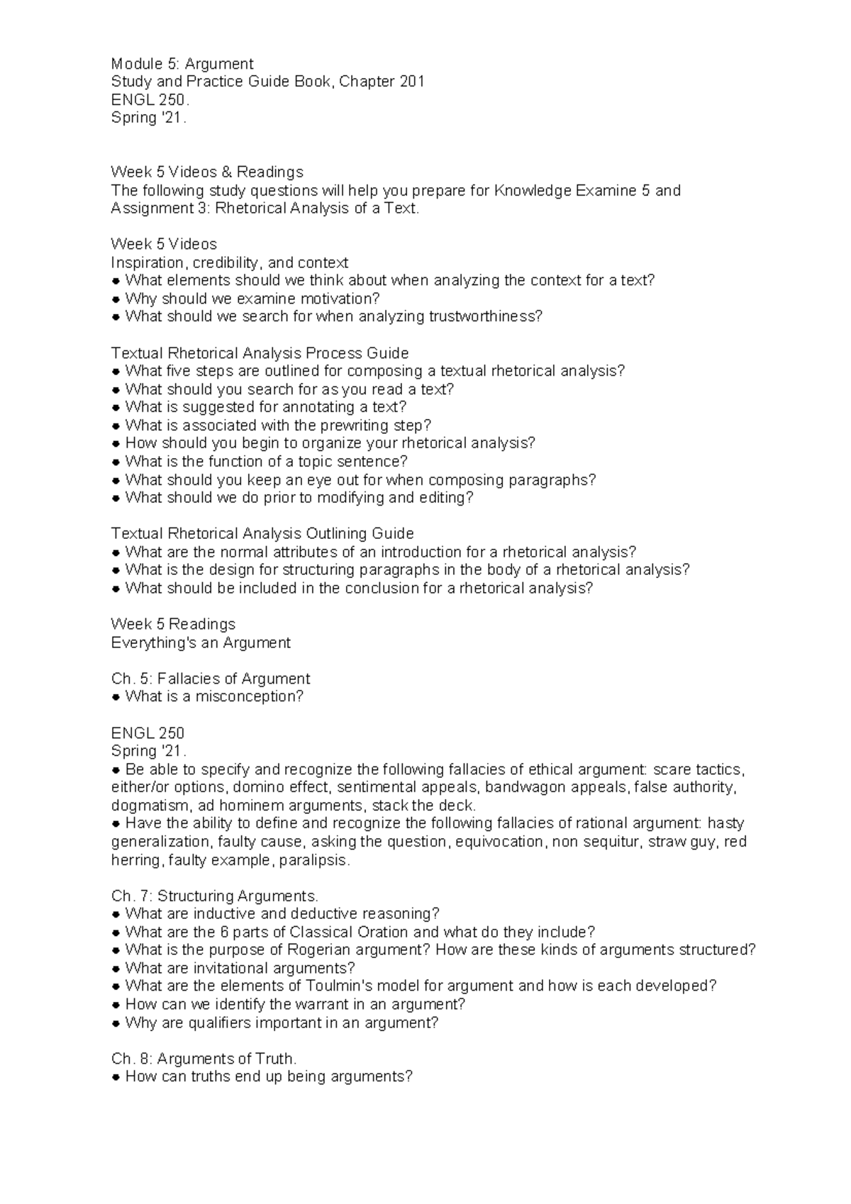 Module 5 Practice Guide English Test - Module 5: Argument Study and ...