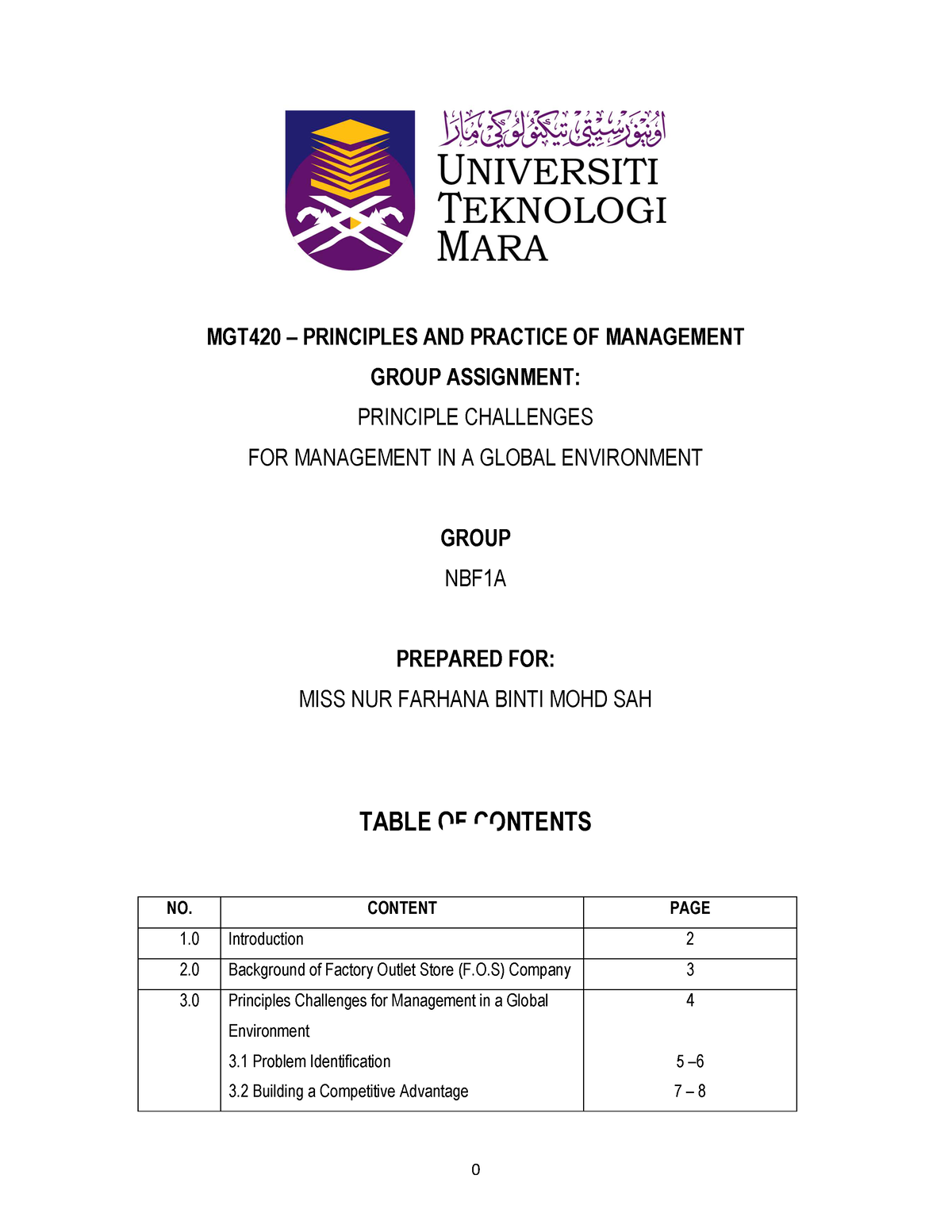 contoh assignment mgt 420 uitm