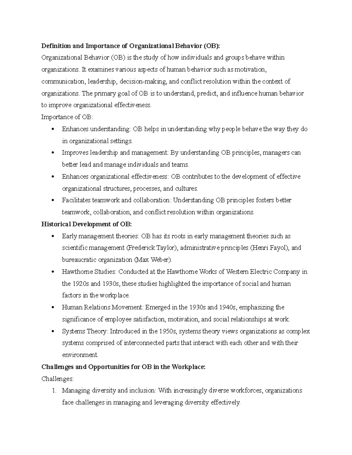 Adms 2400 notes - Summary Organizational Behaviour - Definition and ...