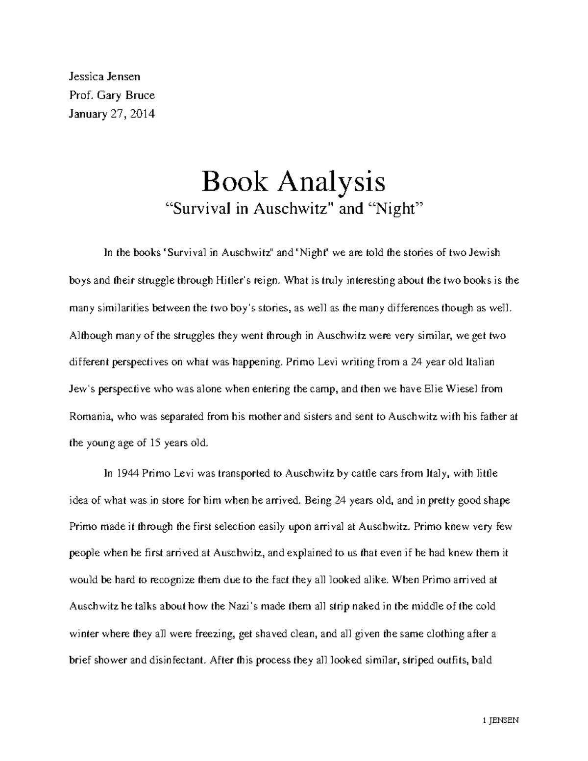 survival in auschwitz essay