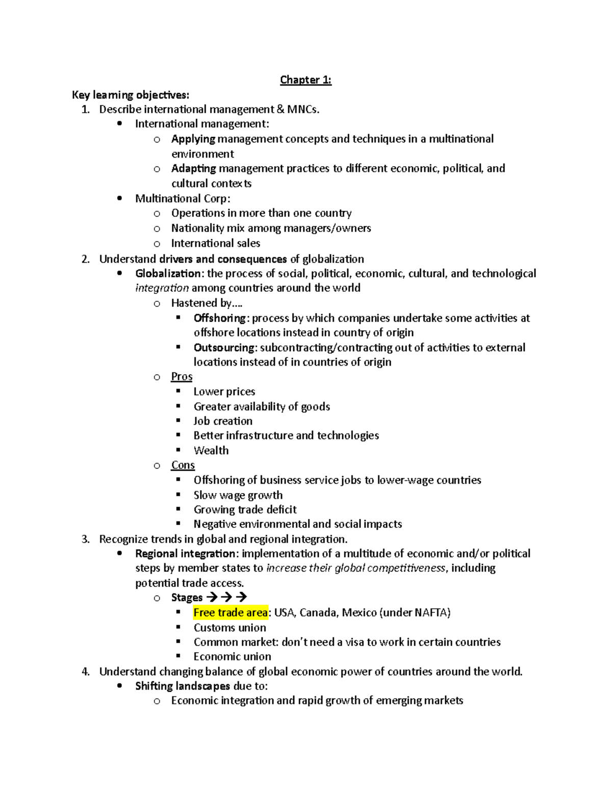 Exam 1 Study Guide 357 - Summary Multinational Business And Comparative ...