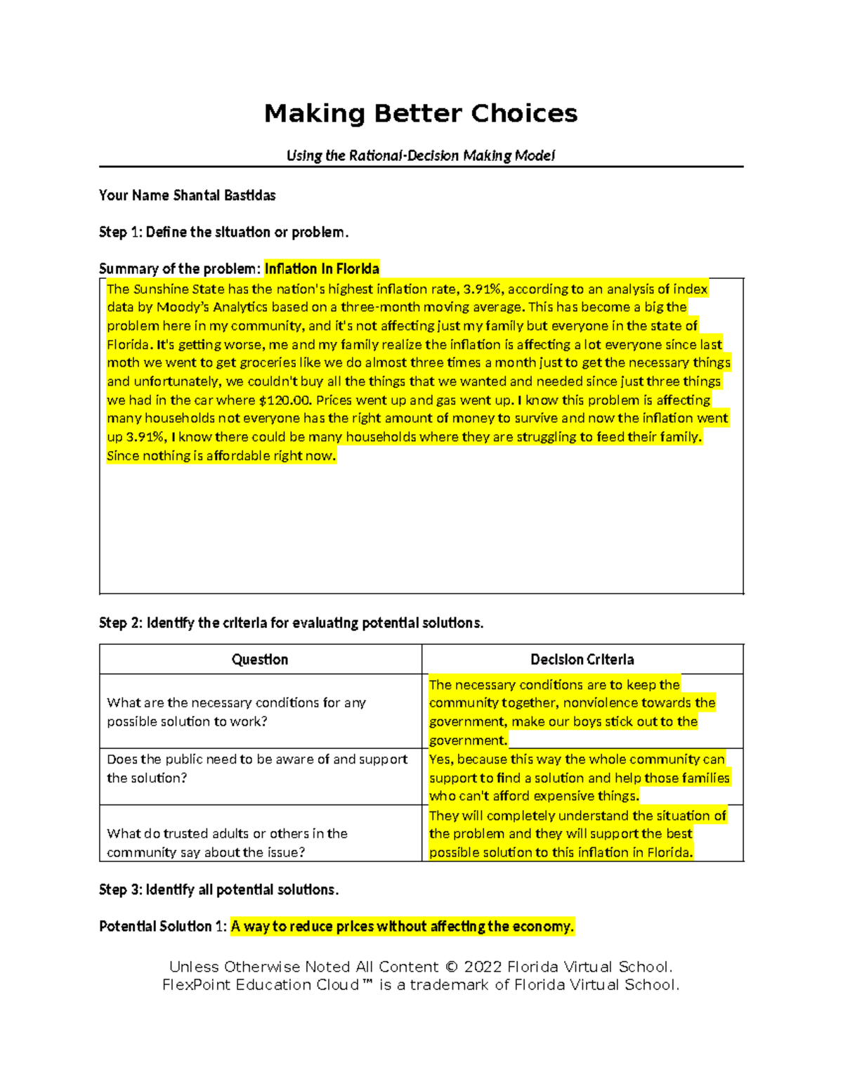 Making better choices assignment template - Making Better Choices Using ...