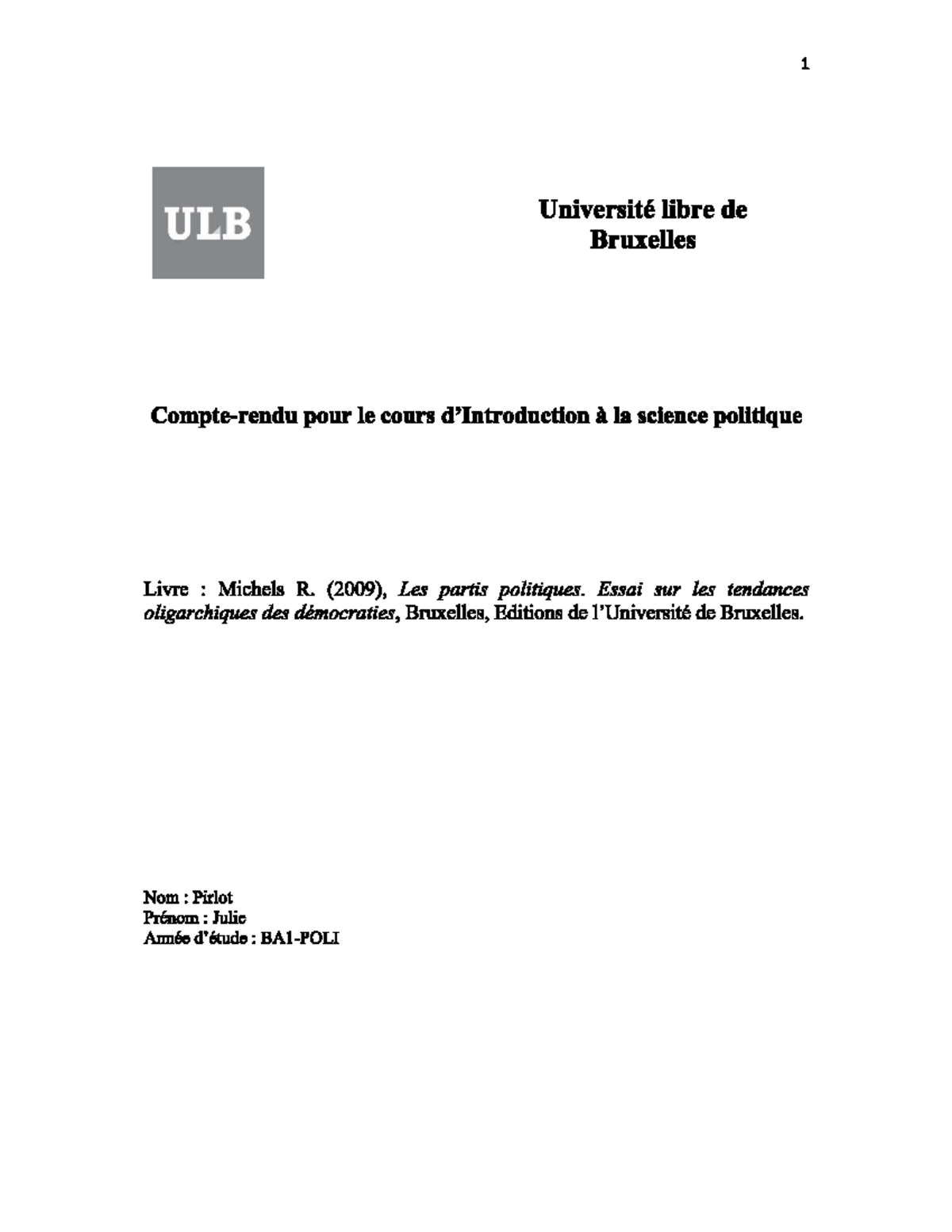 Exemple de compte-rendu - Introduction à la science politique et ...