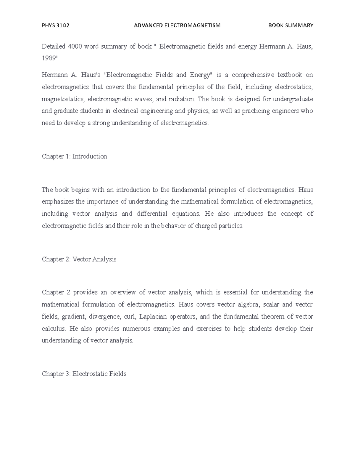 Detailed 4000 word summary of fields and energy Hermann